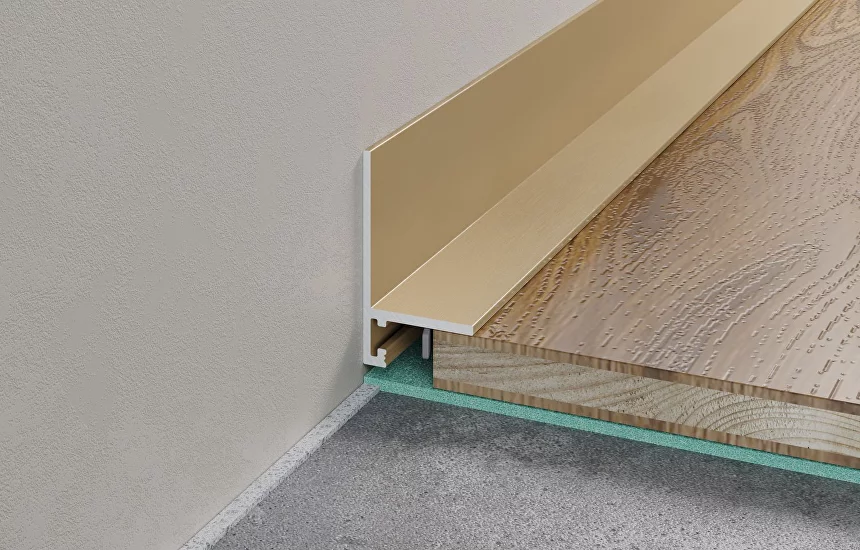 Микроплинтус алюминиевый Laconistiq MICRO L Золото 17-14-245 2450×25,8×16,2