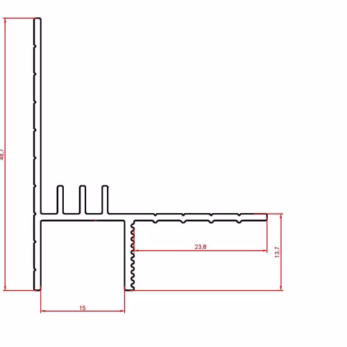 Профиль теневой алюминиевый Modern Decor анодированный черный 2000×38,8×48,7