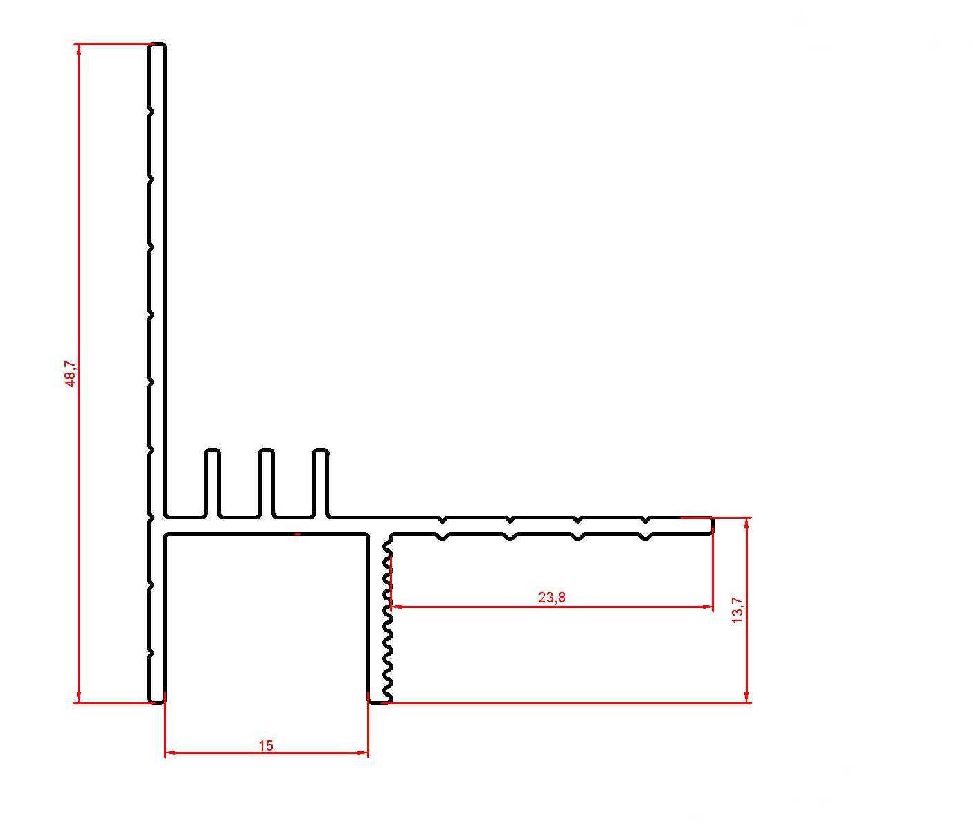 Профиль теневой алюминиевый Modern Decor анодированный золото 2000×38,8×48,7