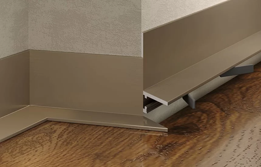 Микроплинтус алюминиевый Laconistiq MICRO L Max Светлый Шампань 18-17-245 2450×35,8×16,2