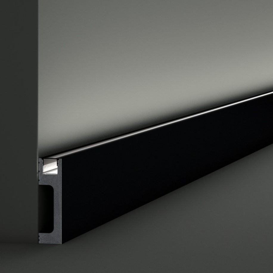 Потолочный плинтус с подсветкой NMC Wallstyl IL10 Black 2000×23×80