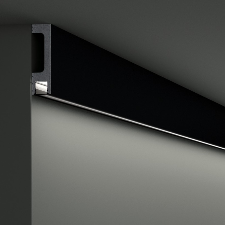 Потолочный плинтус с подсветкой NMC Wallstyl IL10 Black 2000×23×80