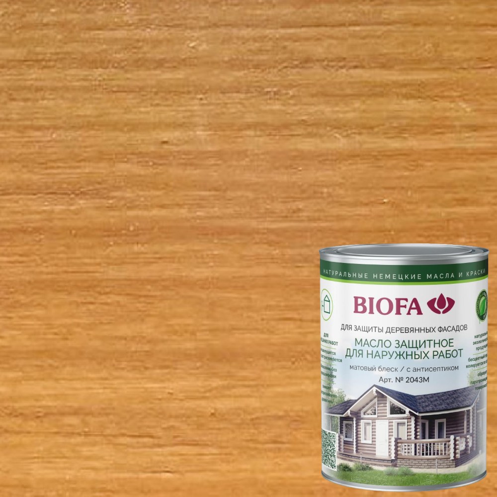 Масло для фасадов Biofa 2043М цвет 4340 Желтый дуб 0,4 л