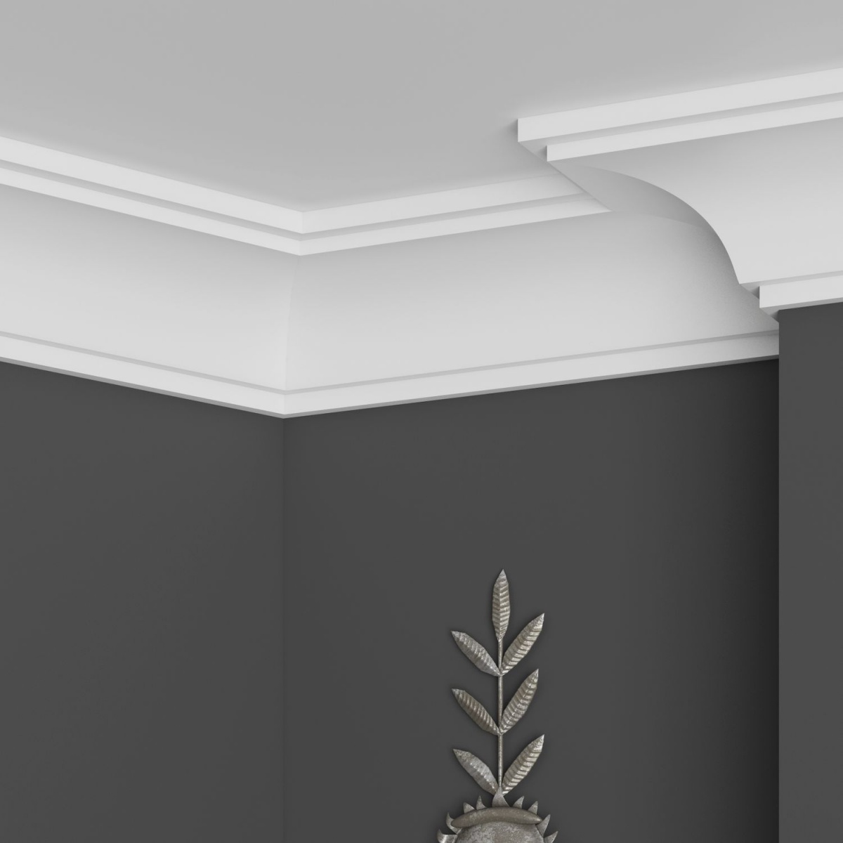 Потолочный плинтус ЛДФ под покраску Ultrawood CR 2340 i 2000×72×90 фото в интерьере