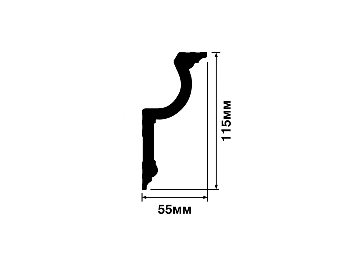 Потолочный плинтус под покраску Hiwood A127 2000×55×115