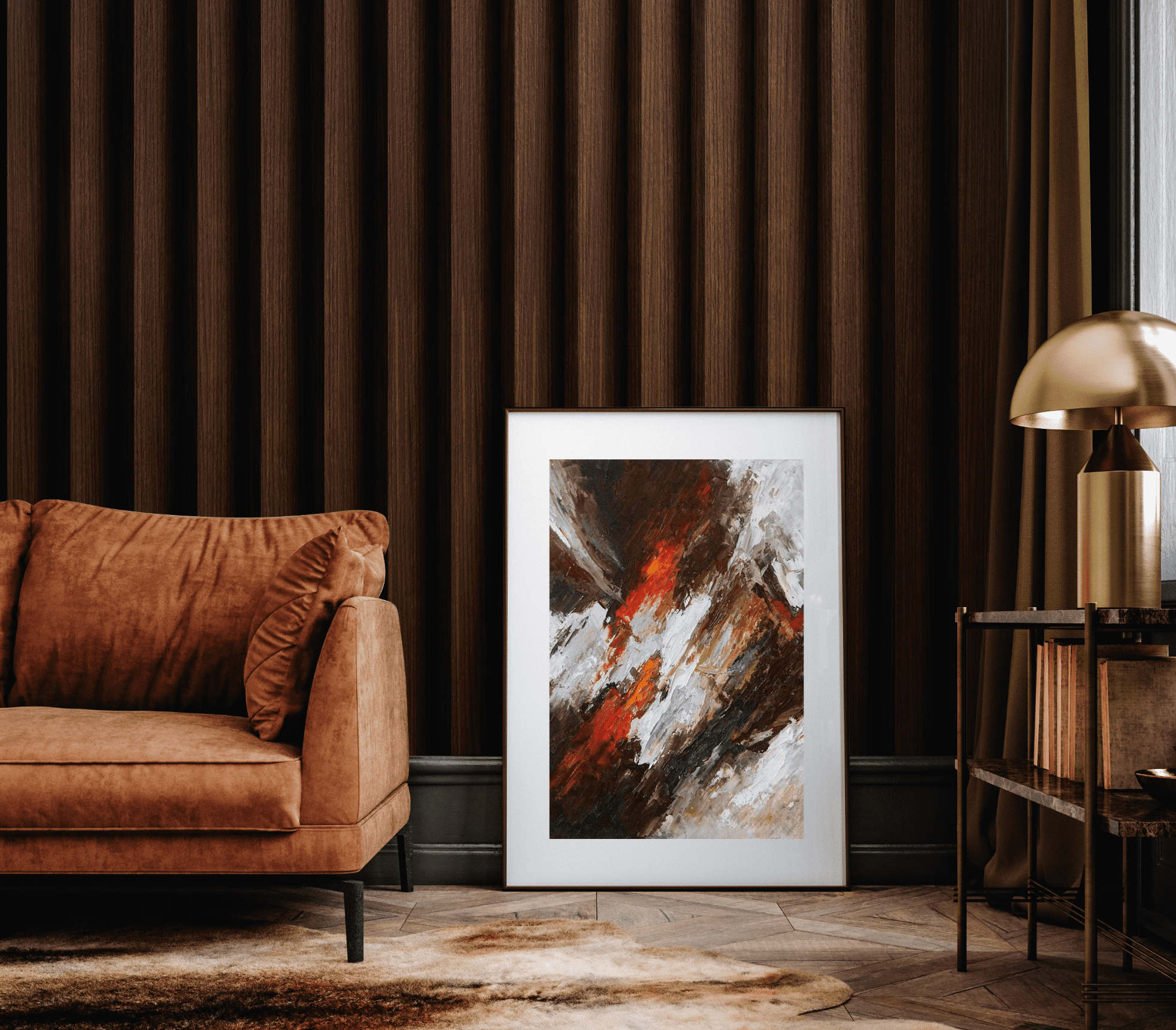 Стеновая панель из полистирола Hiwood LV141 BR396K 2700×116×17,5 фото в интерьере