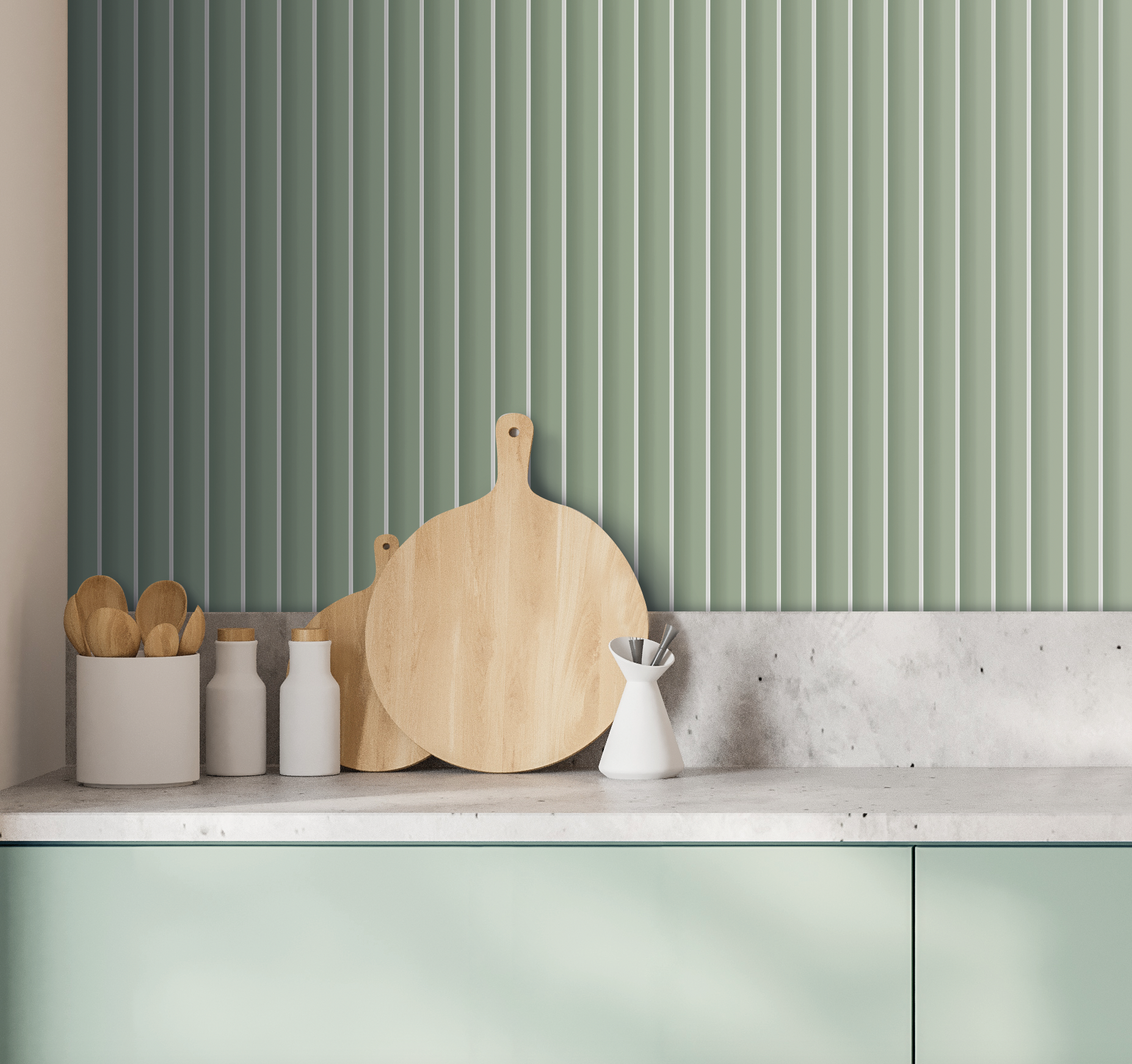 Стеновая панель из полистирола Hiwood LV139 GN69 2700×120×12 фото в интерьере