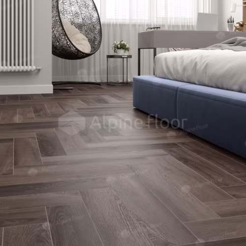 Кварцвиниловый SPC ламинат Alpine Floor Parquet Premium Дуб Фафнир ECO 19-16 венгерская елка 600×125×8