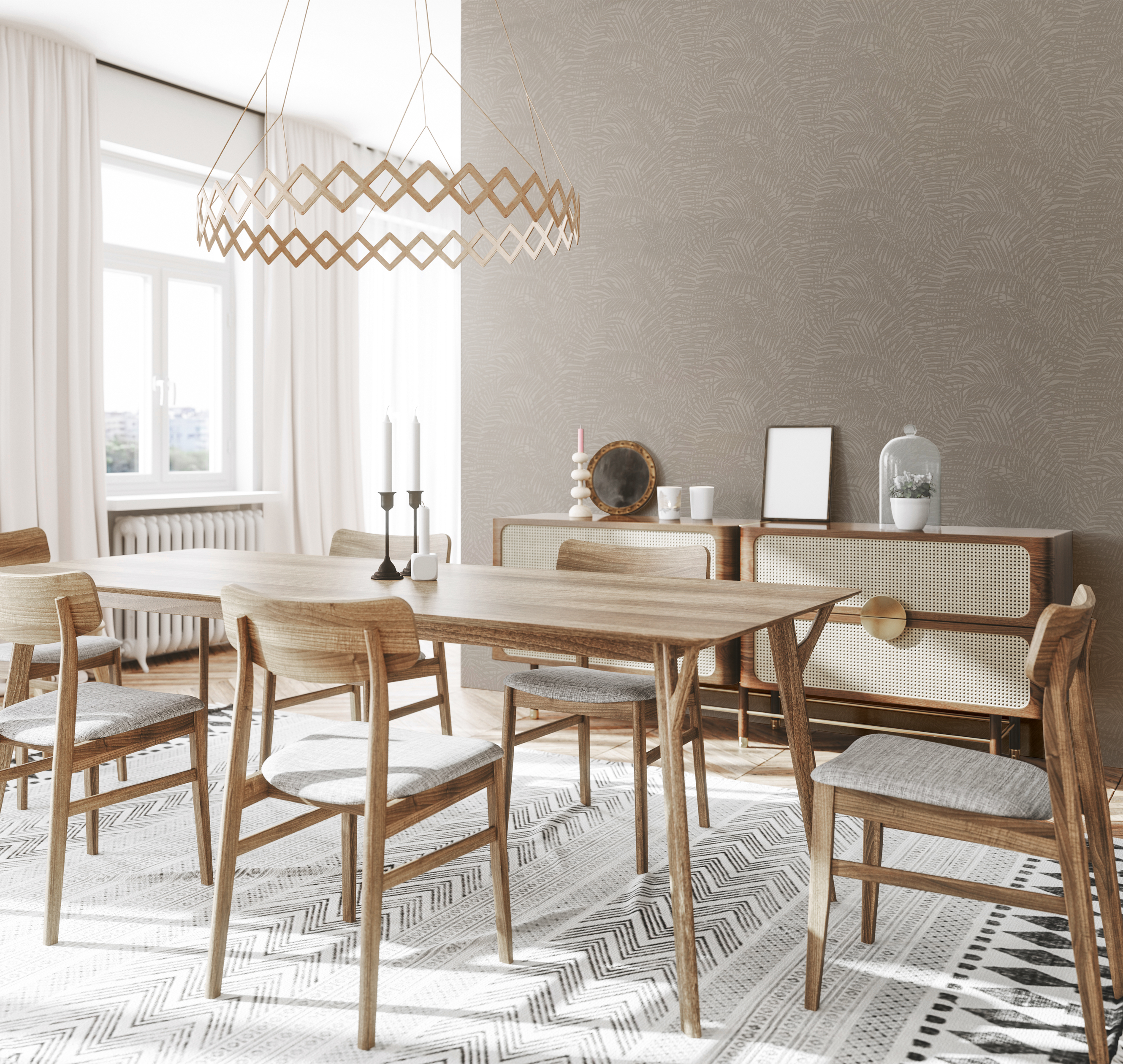 Обои Milassa Сканди Дзен Японская пальма JA7 002/2 10,05×1 фото в интерьере