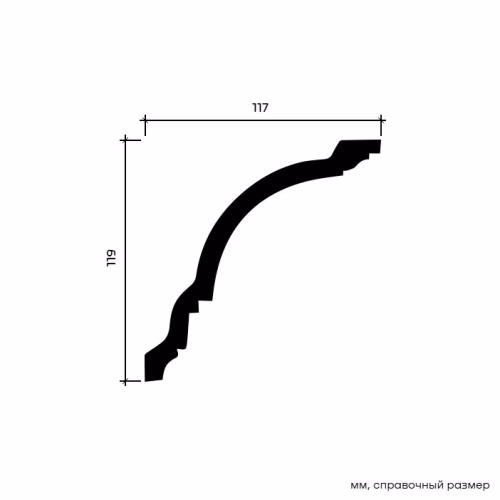 Потолочный плинтус под покраску Европласт 1.50.108 2000×117×119