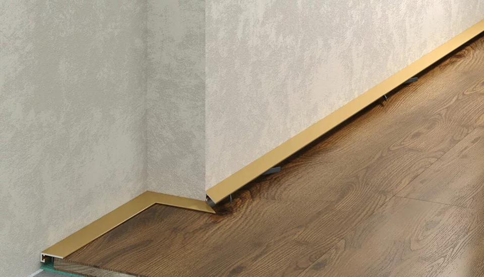 Микроплинтус алюминиевый Laconistiq Micro 15 Classic Золото 15-14-245 2450×15×5