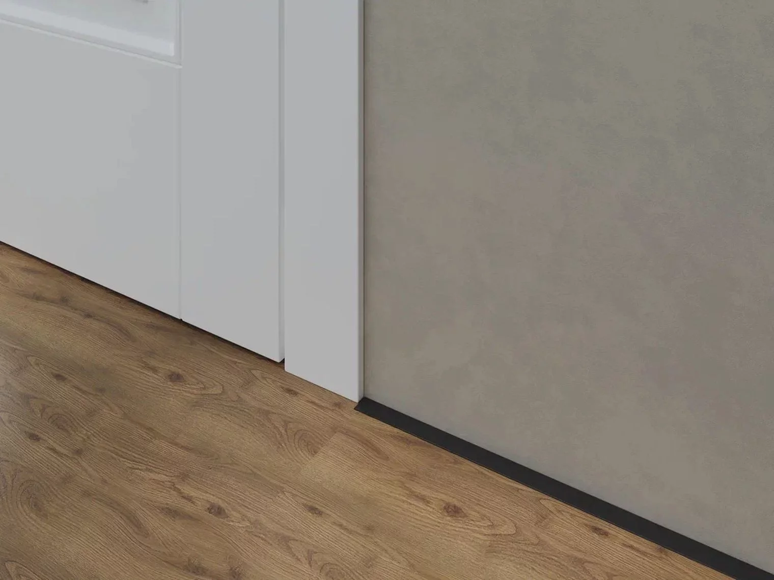 Микроплинтус алюминиевый Laconistiq Micro 15 Classic Черный муар RAL 9005 15-31-245 2450×15×5 фото в интерьере