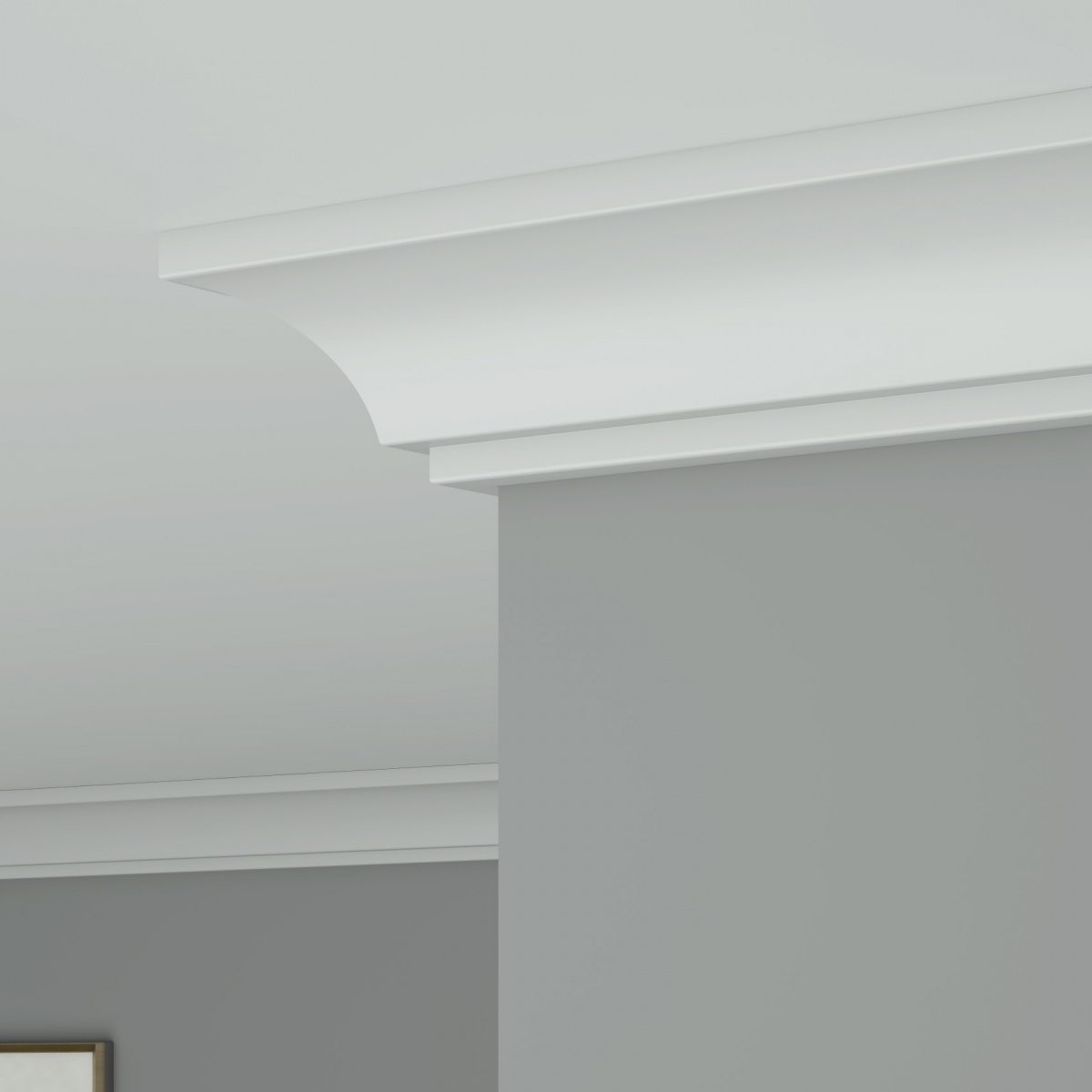 Потолочный плинтус ЛДФ под покраску Ultrawood CR 0014 2440×30×31 фото в интерьере