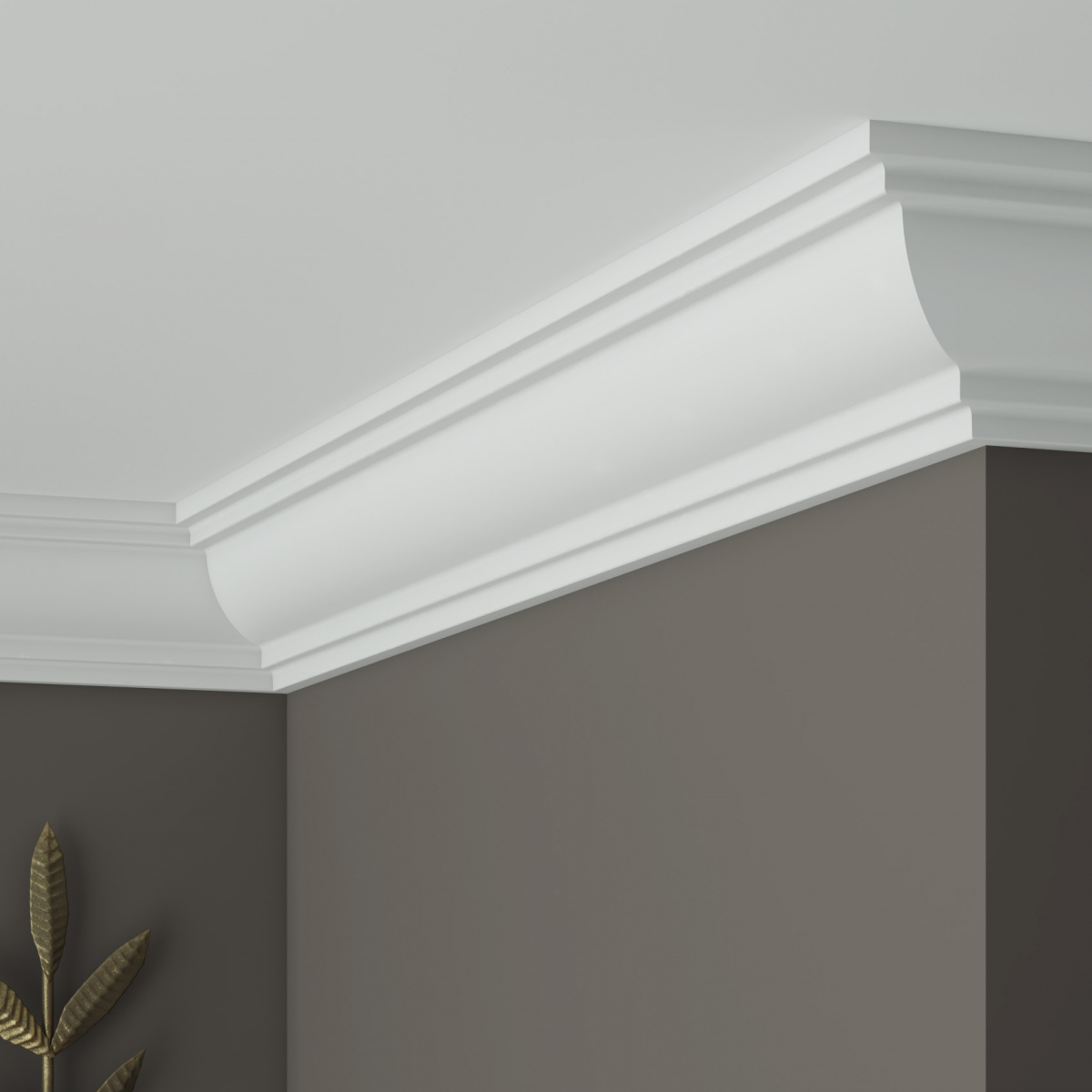 Потолочный плинтус ЛДФ под покраску Ultrawood CR 0021 2440×46×46 фото в интерьере