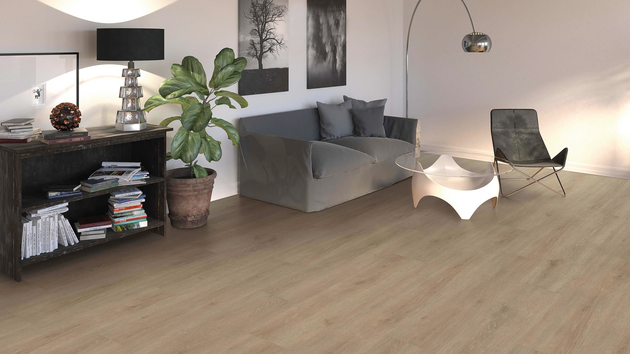 Ламинат Haro Tritty 100 Дуб Венето Кремовый 535261 1282×193×8 фото в интерьере