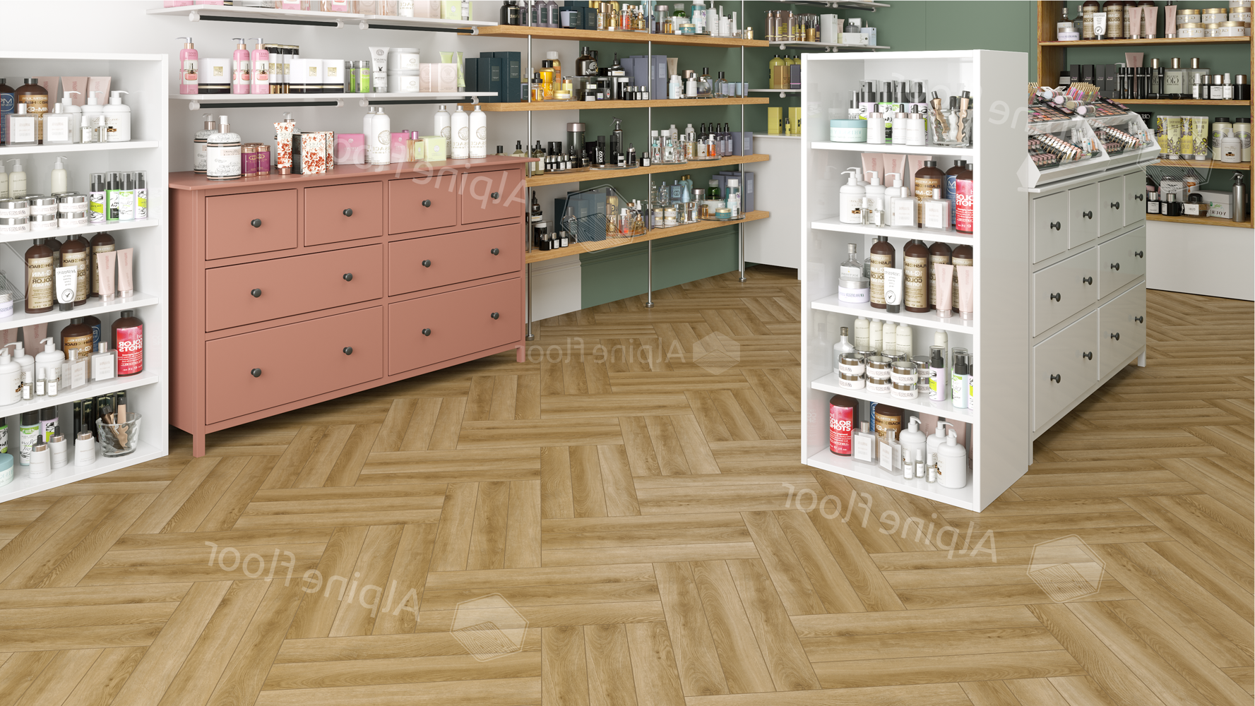 Ламинат Alpine Floor Herringbone 12 PRO New Дуб Эльзас LF106-02 венгерская елка 606×101×12 фото в интерьере
