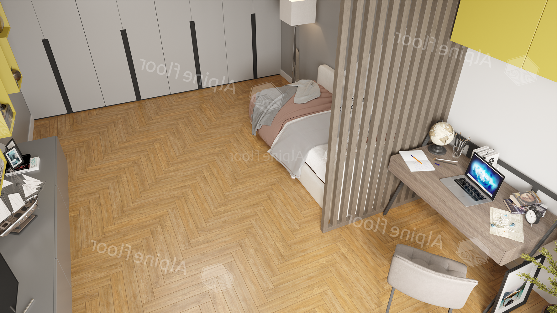 Ламинат Alpine Floor Herringbone 12 PRO New Дуб Тулуза LF106-04 венгерская елка 606×101×12 фото в интерьере Ламинат Alpine Floor Herringbone 12 PRO New Дуб Тулуза LF106-04 венгерская елка 606×101×12 фото в интерьере
