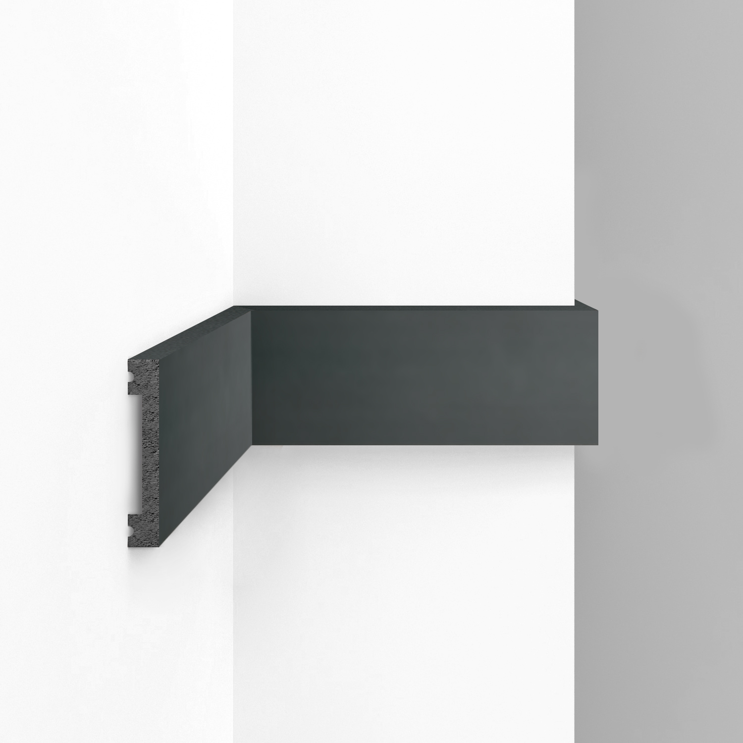 Молдинг из полистирола Decomaster Eco Line D157-112G Серый глянцевый 2900×66×13