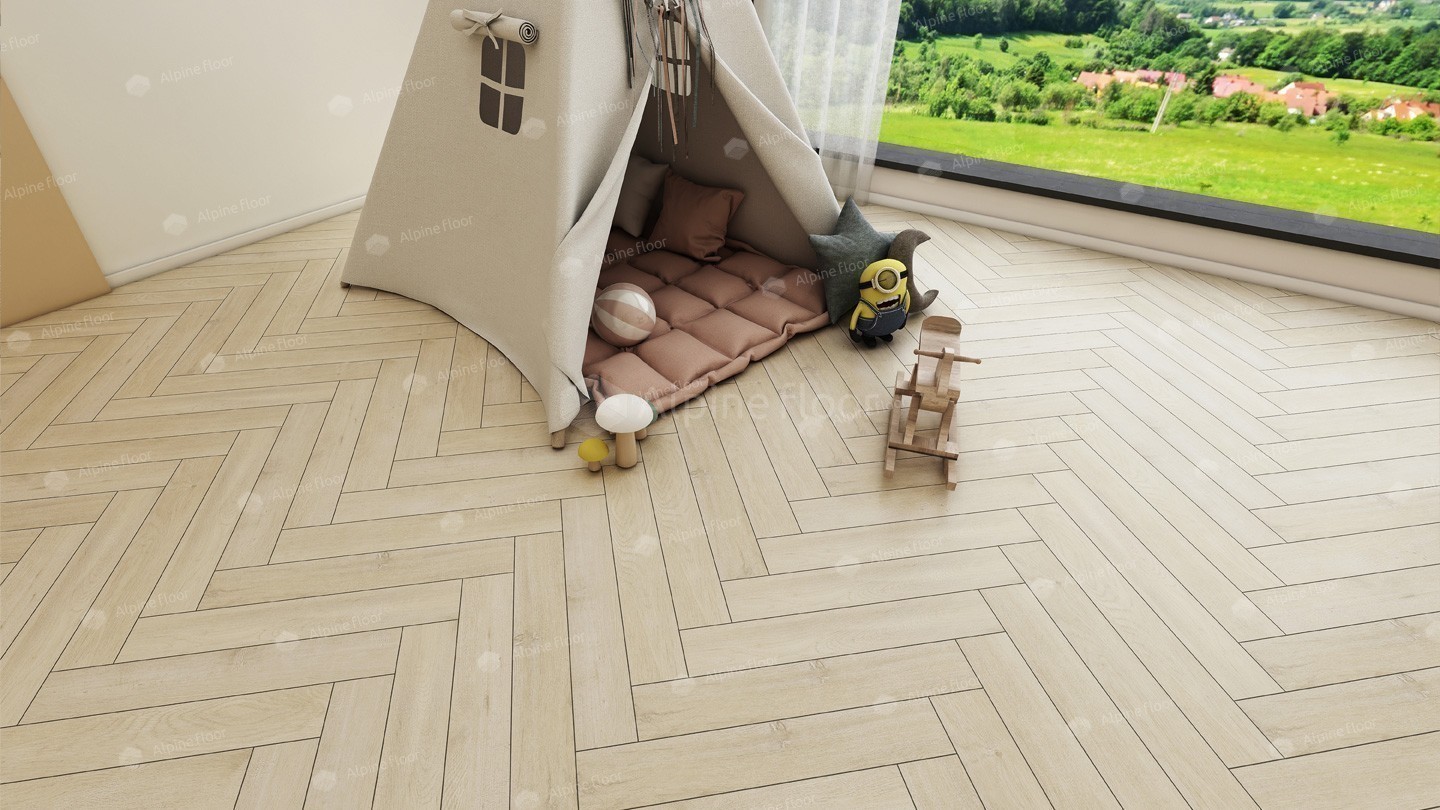 Ламинат Alpine Floor Herringbone 12 Дуб Лацио LF105-03 венгерская елка 600×100×12