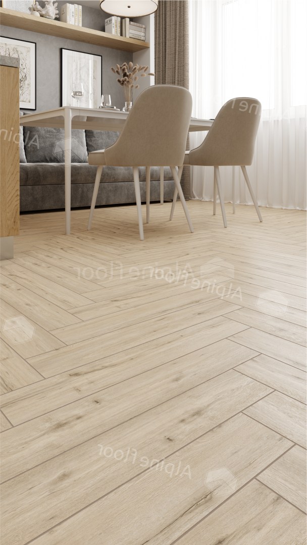 Ламинат Alpine Floor Herringbone 12 PRO Дуб Лион LF106-01 венгерская елка 606×101×12 фото в интерьере