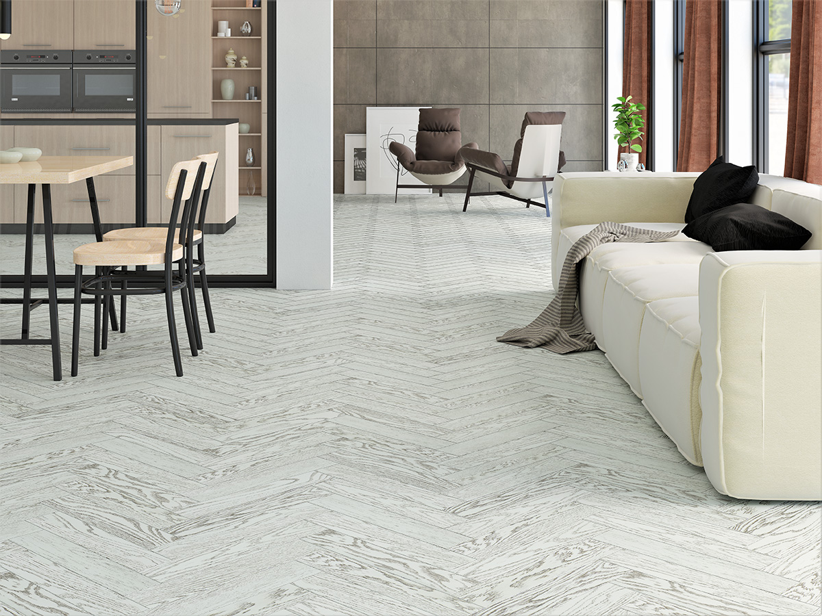 Инженерная доска Gran Parte Дуб Милан Milan 014 элит венгерская елка 550×110×15 фото в интерьере