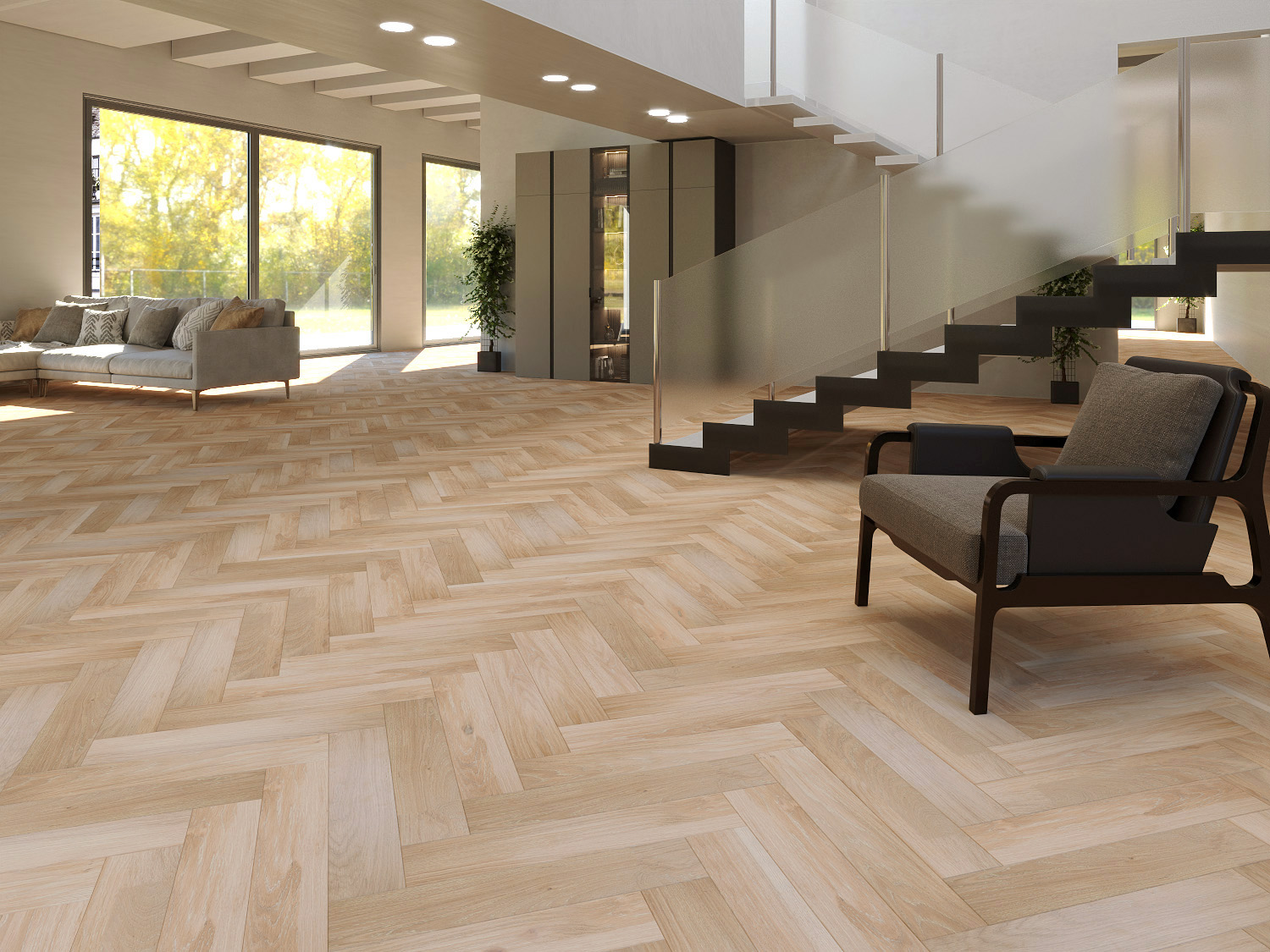 Инженерная доска Gran Parte Дуб Примавера Primavera 029 элит венгерская елка 550×110×15 фото в интерьере