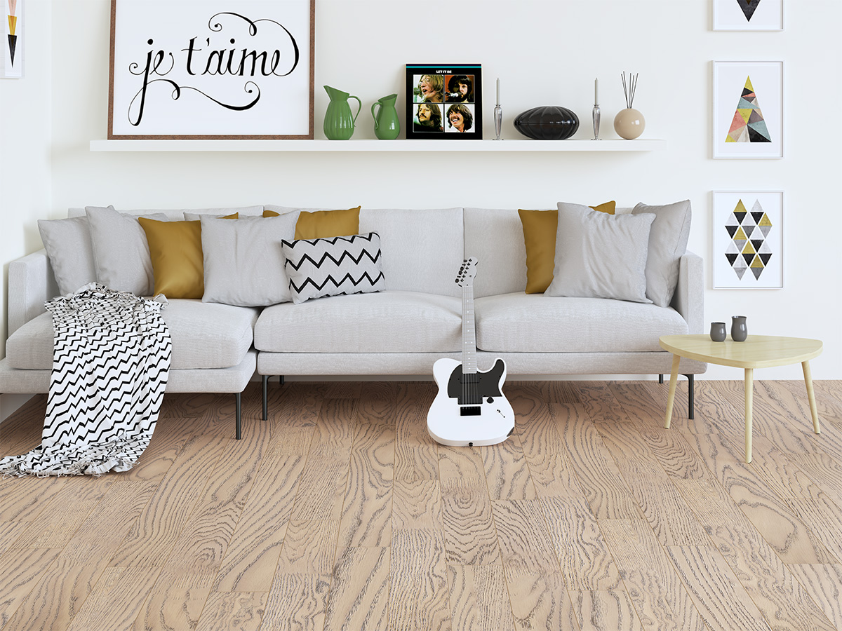 Инженерная доска Gran Parte Дуб Белло Bello 015 элит 500−1500×155×15 фото в интерьере