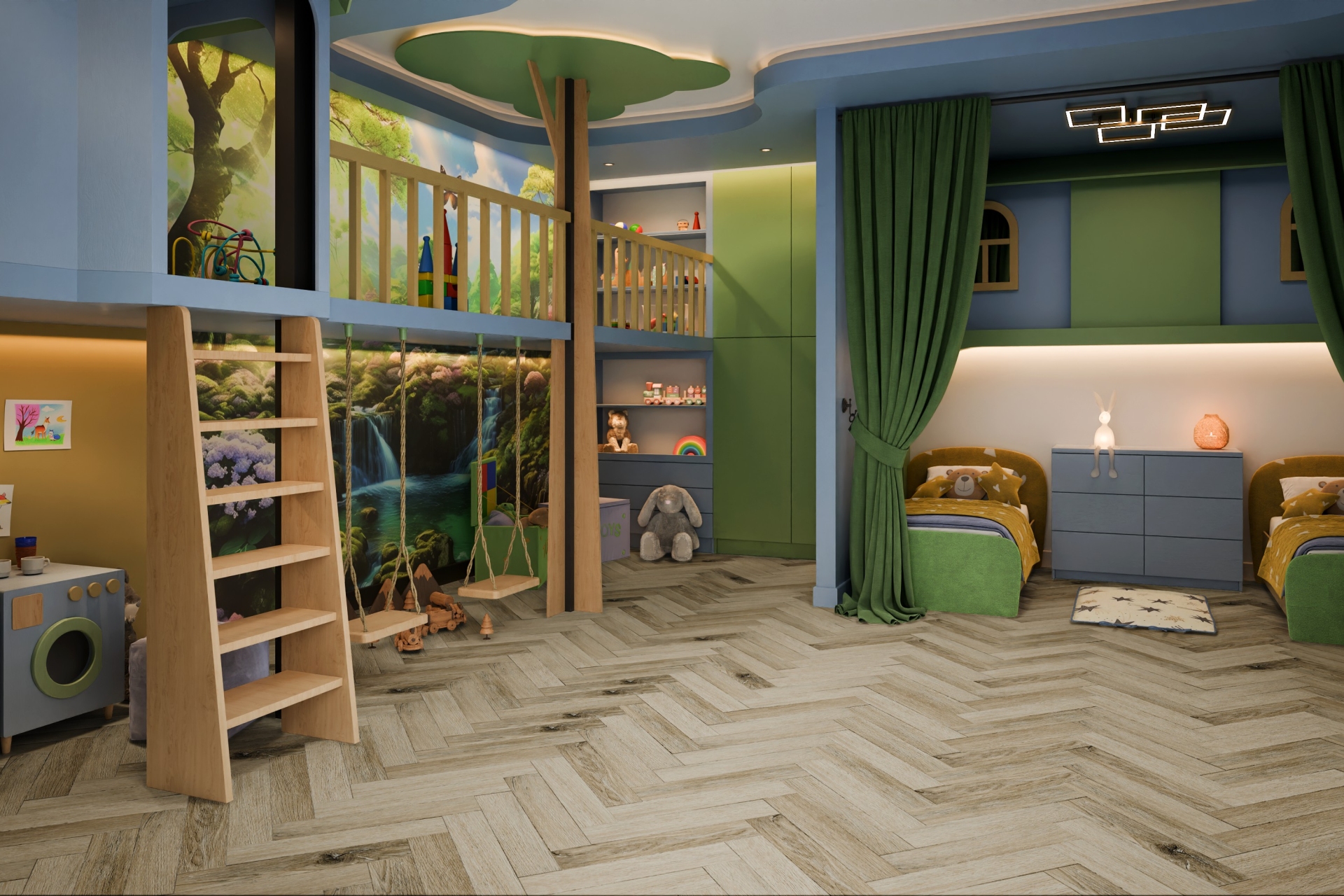 Кварцвиниловый SPC ламинат Damy Floor London Честер Chester 200415EL-01 венгерская елка 615×123×4 фото в интерьере