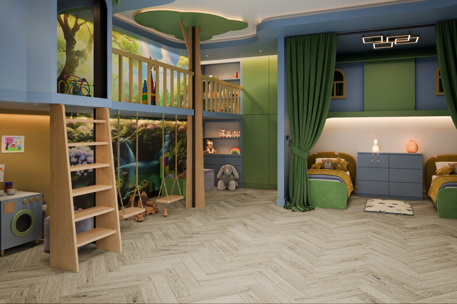 Кварцвиниловый SPC ламинат Damy Floor London Бристоль Bristol 191023EL-02 венгерская елка 615×123×4 фото в интерьере