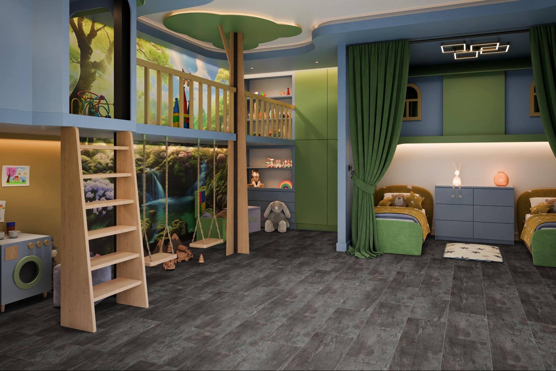 Кварцвиниловый SPC ламинат Damy Floor Ascent Strong Вайсхорн Weisshorn K3053-3-ST 610×305×5 фото в интерьере