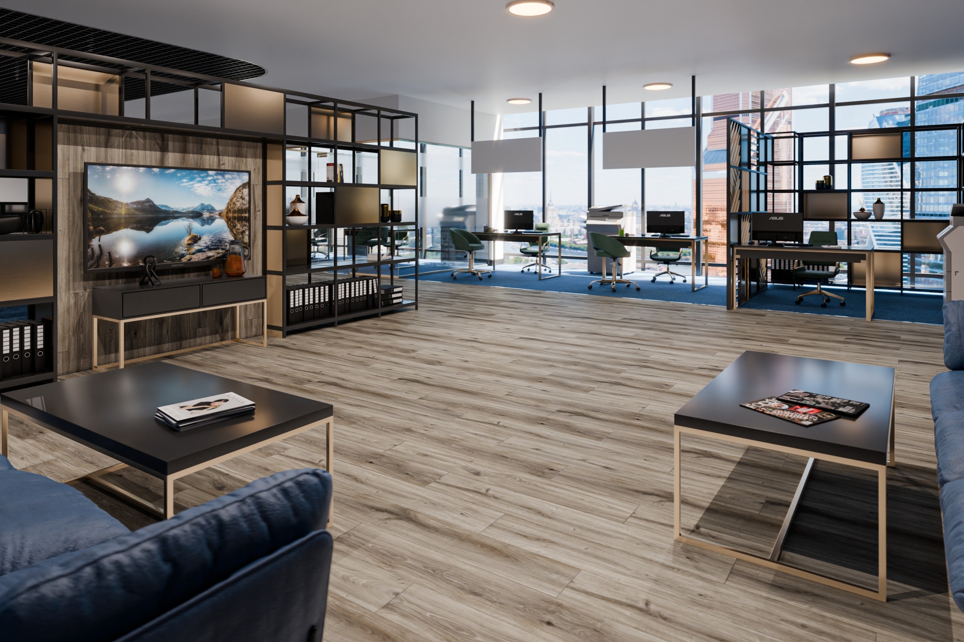 Кварцвиниловая плитка Damy Floor клеевая Family LVT Дуб Натуральный Natural Oak 6607-9-LVT 1227×187×2,5 фото в интерьере