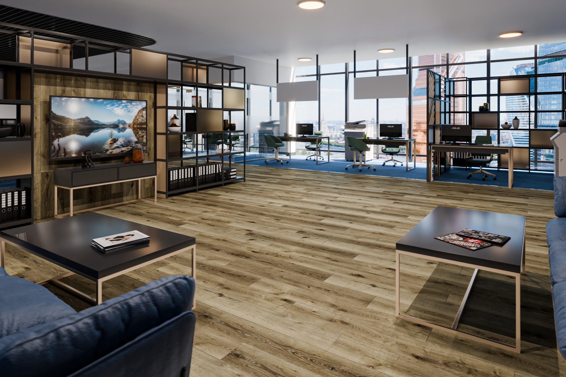 Кварцвиниловый SPC ламинат Damy Floor Family Дуб Провинциальный Provincial Oak T7020-4 1220×180×4 фото в интерьере