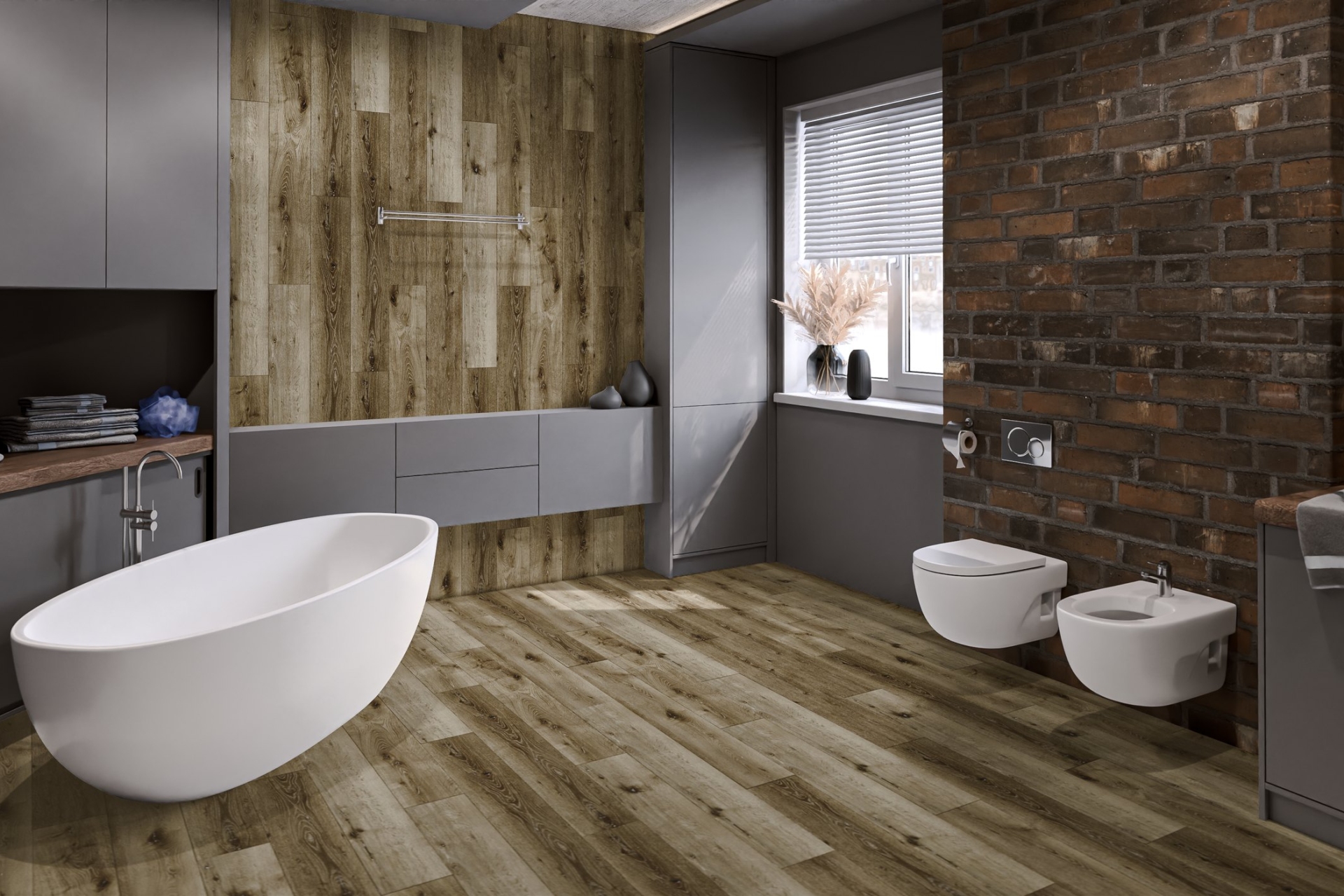 Кварцвиниловый SPC ламинат Damy Floor Family Дуб Провинциальный Provincial Oak T7020-4 1220×180×4 фото в интерьере