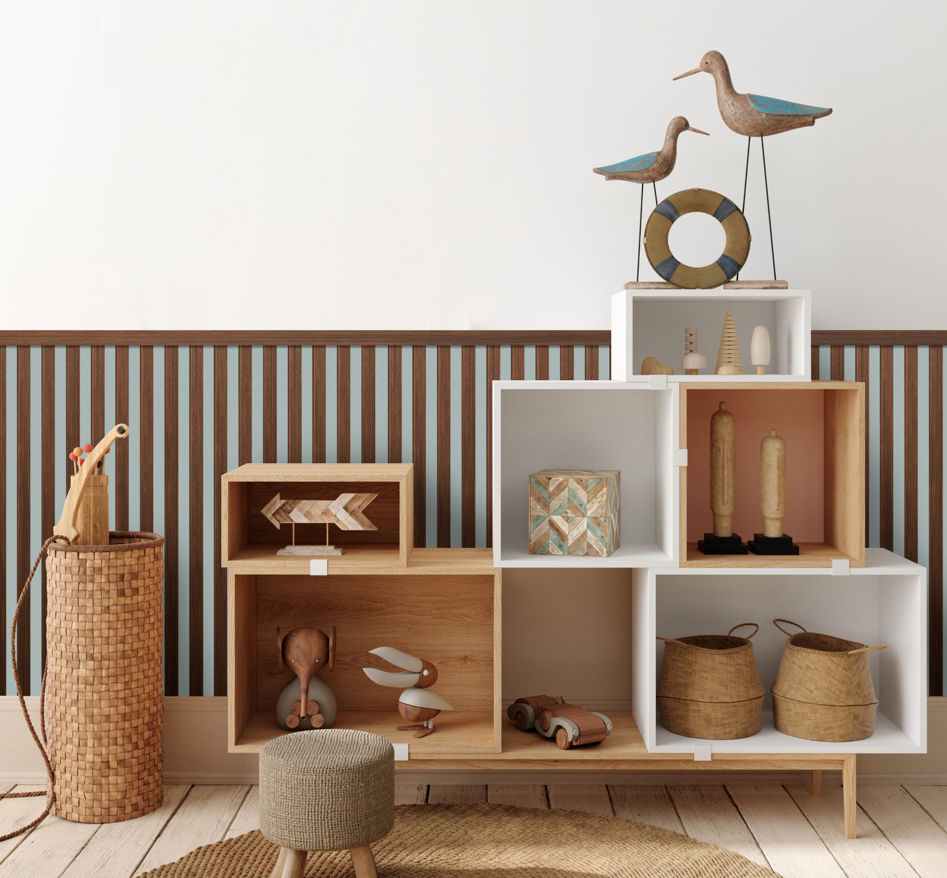 Рейка декоративная Hiwood LB40 BR396 2700×40×20 фото в интерьере