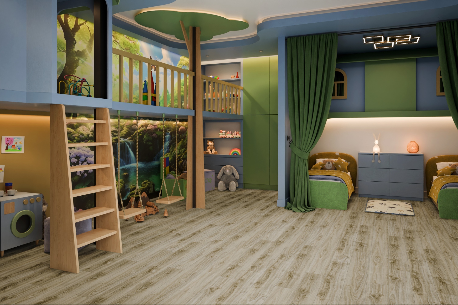 Кварцвиниловый SPC ламинат Damy Floor Family Дуб Белый White Oak SL3739-3 1220×180×4 фото в интерьере