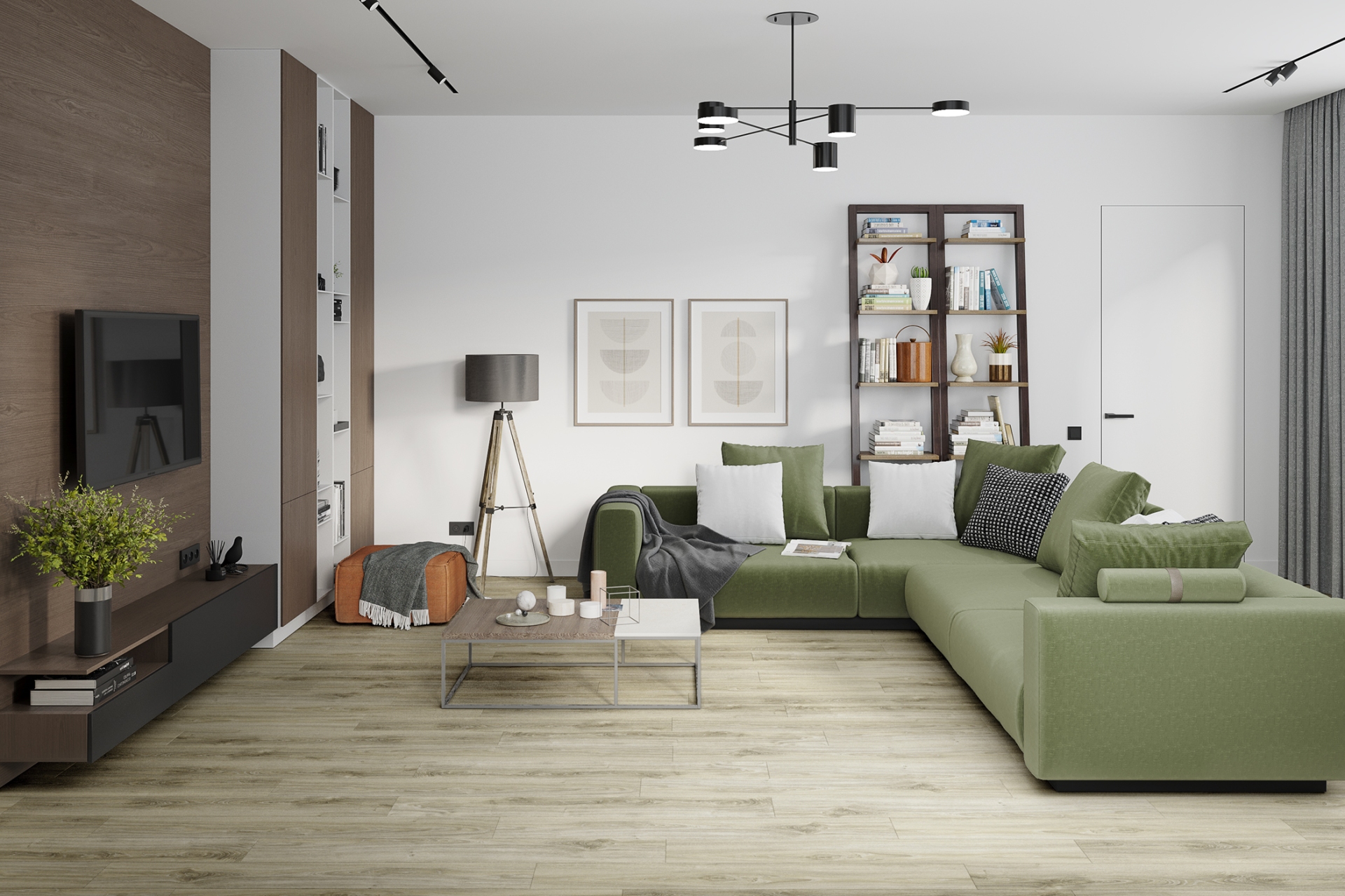 Кварцвиниловый SPC ламинат Damy Floor Family Дуб Белый White Oak SL3739-3 1220×180×4 фото в интерьере