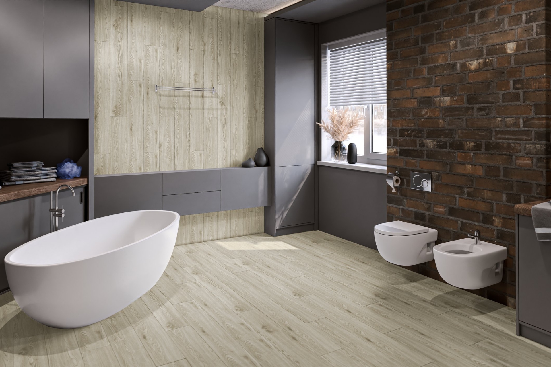 Кварцвиниловый SPC ламинат Damy Floor Family Дуб Светлый Light Oak TCM285-15 1220×180×4 фото в интерьере