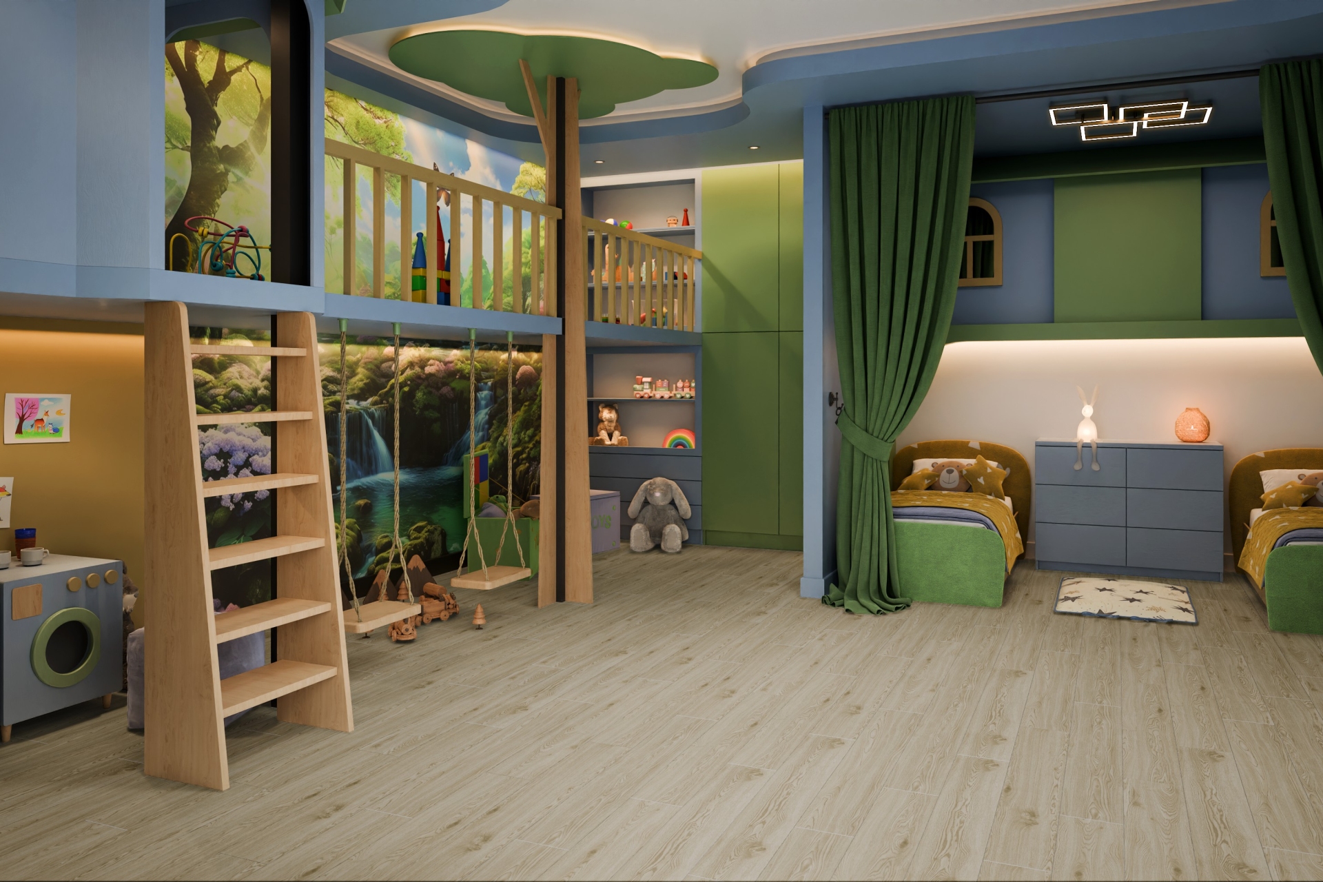 Кварцвиниловый SPC ламинат Damy Floor Family Дуб Светлый Light Oak TCM285-15 1220×180×4 фото в интерьере