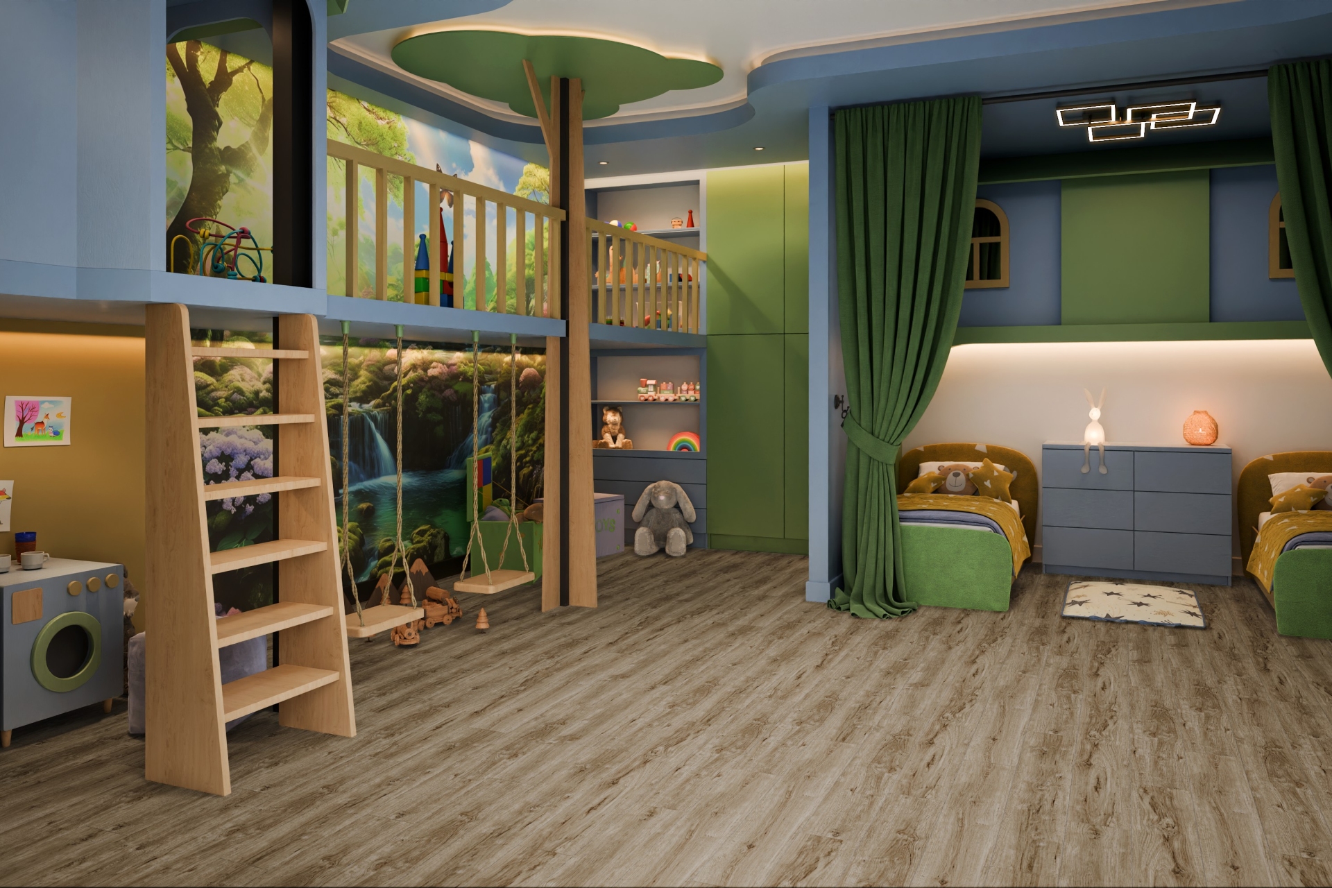 Кварцвиниловый SPC ламинат Damy Floor Family Дуб Имбирный Ginger Oak 248-8 1220×180×4 фото в интерьере