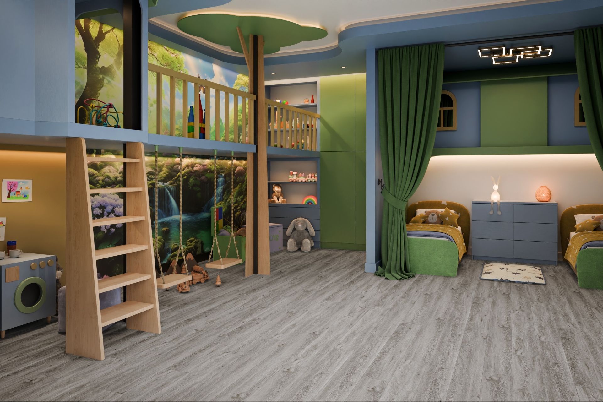 Кварцвиниловый SPC ламинат Damy Floor Family Дуб Английский English Oak SL3683-6 1220×180×4 фото в интерьере