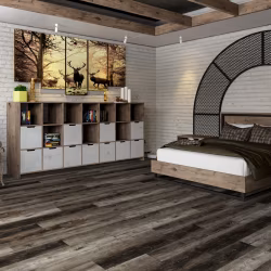 Кварцвиниловый SPC ламинат Damy Floor Family Дуб Рустикальный Черный TCM369-7 1220×180×4