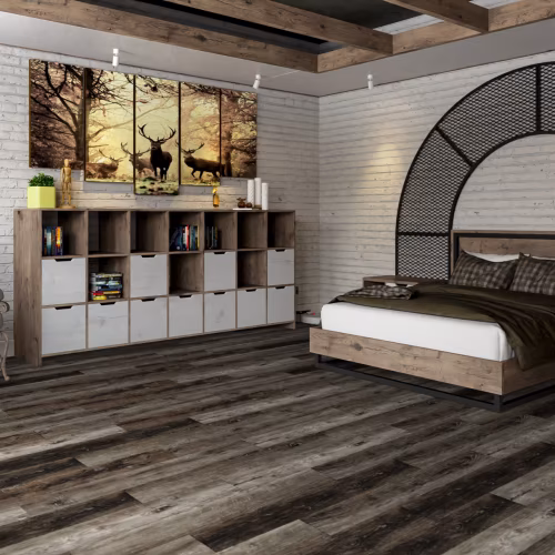 Кварцвиниловый SPC ламинат Damy Floor Family Дуб Рустикальный Черный TCM369-7 1220×180×4