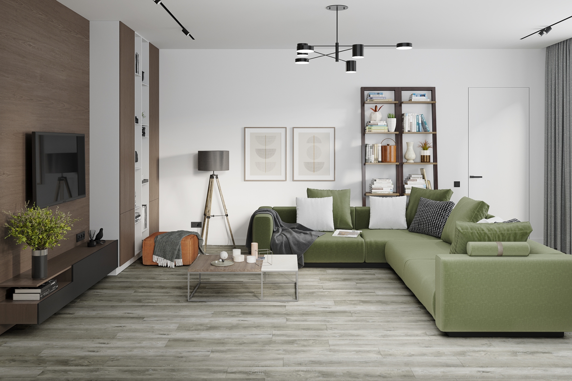 Кварцвиниловый SPC ламинат Damy Floor Family Дуб Рустикальный Cерый Rustic Gray Oak TCM369-28 1220×180×4 фото в интерьере