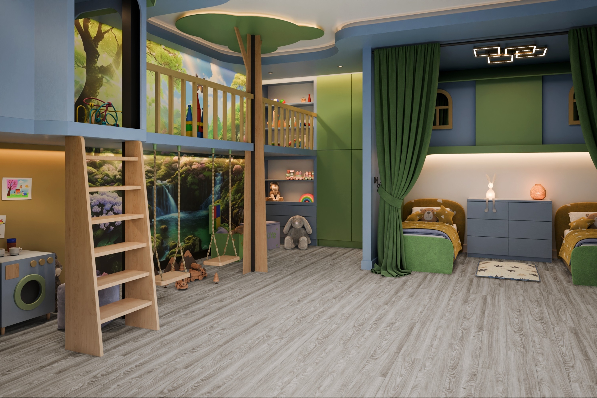 Кварцвиниловый SPC ламинат Damy Floor Family Дуб Дымчатый Smoky Oak 001-1 1220×180×4 фото в интерьере