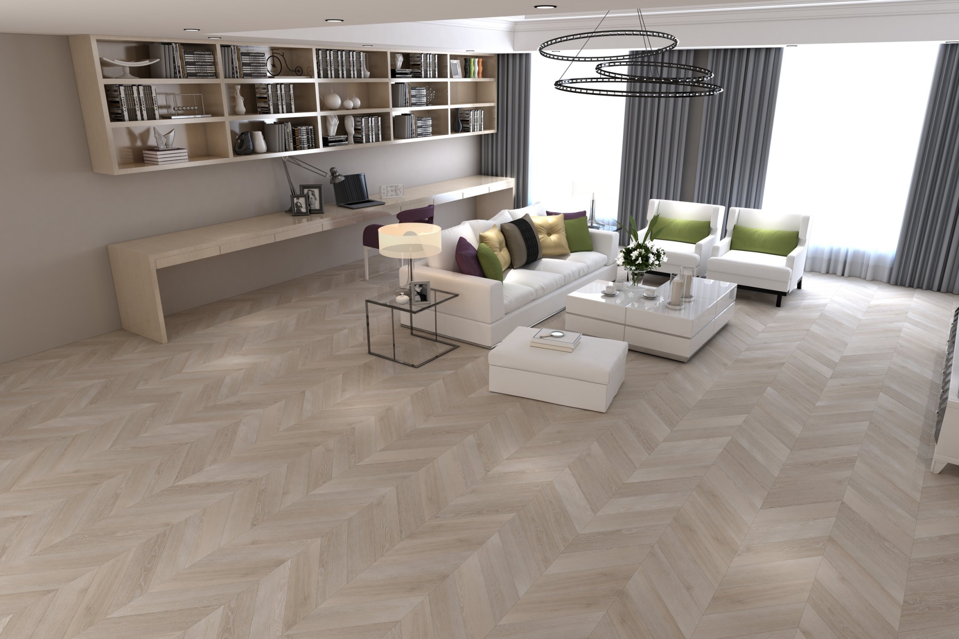 Кварцвиниловый SPC ламинат Damy Floor Chevron Пале-Рояль Palais Royal DF02-Ch французская елка 600×127×5 фото в интерьере