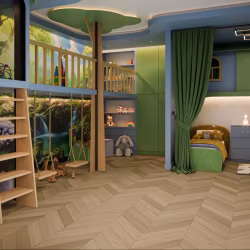 Кварцвиниловый SPC ламинат Damy Floor Chevron Тюильри DF03-Ch французская елка 600×127×5