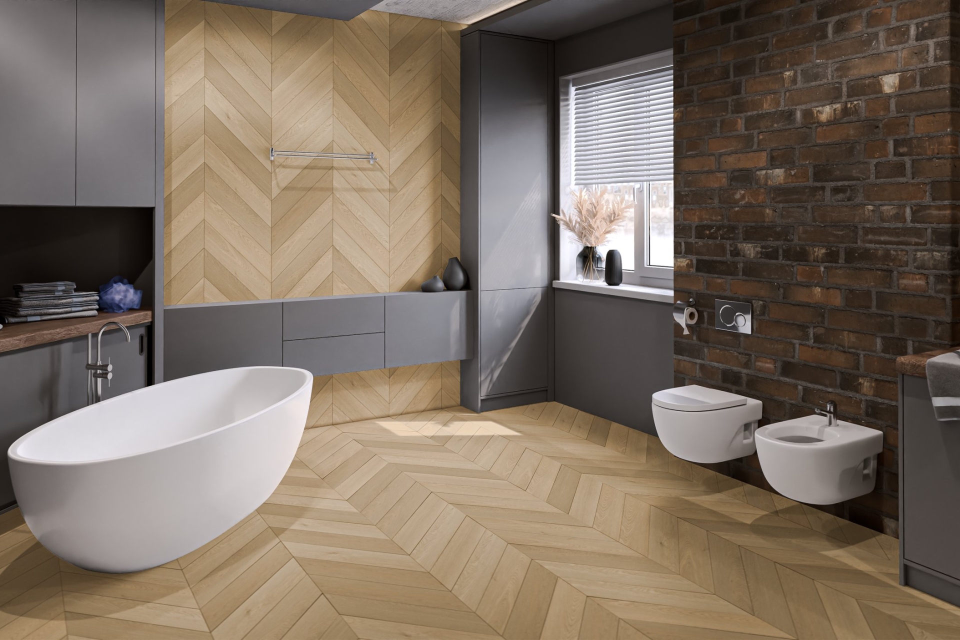 Кварцвиниловый SPC ламинат Damy Floor Chevron Тюильри Tuileries DF03-Ch французская елка 600×127×5 фото в интерьере