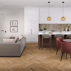 Кварцвиниловый SPC ламинат Damy Floor Chevron Лувр DF04-Ch французская елка 600×127×5