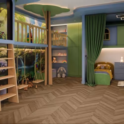 Кварцвиниловый SPC ламинат Damy Floor Chevron Лувр DF04-Ch французская елка 600×127×5
