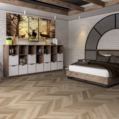 Кварцвиниловый SPC ламинат Damy Floor Chevron Сен-Жермен DF05-Ch французская елка 600×127×5